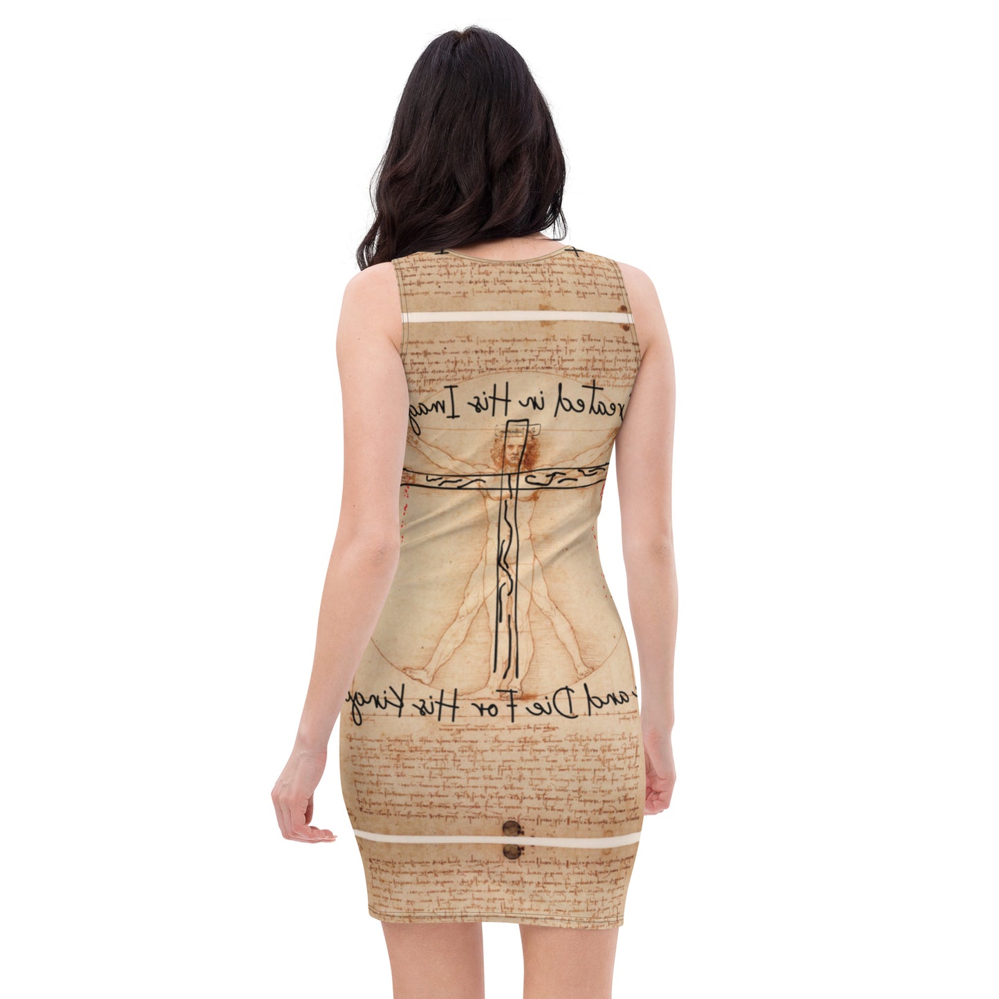 Hand Of God-Vitruvian Center Print Bodycon dress